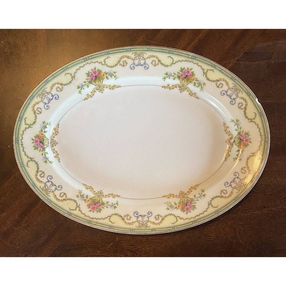 VINTAGE NORITAKE CHINA JAPAN SMARTNIS SMALL 11.5" OVAL SERVING PLATTER - CA 1931